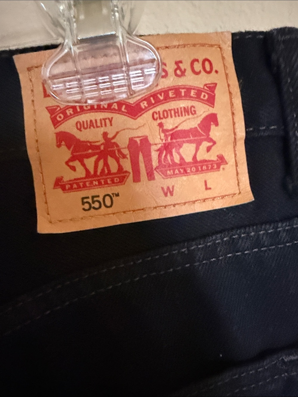 Levi's Black Denim Jeans with Tan Leather Patch